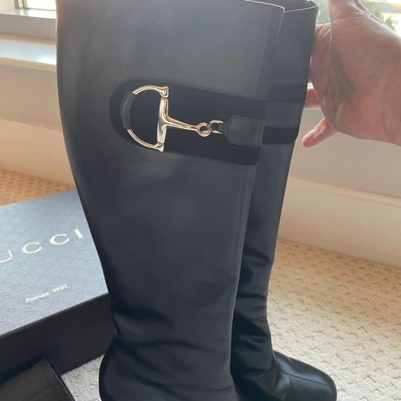 Gucci Black Heeled Boots with Silver Hardware - Picture 2 of 5